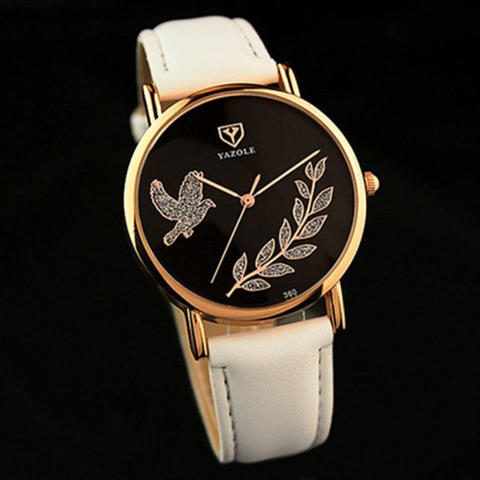 Fashion Round Watch Women Pu Leather StrapYazole Quartz Watch