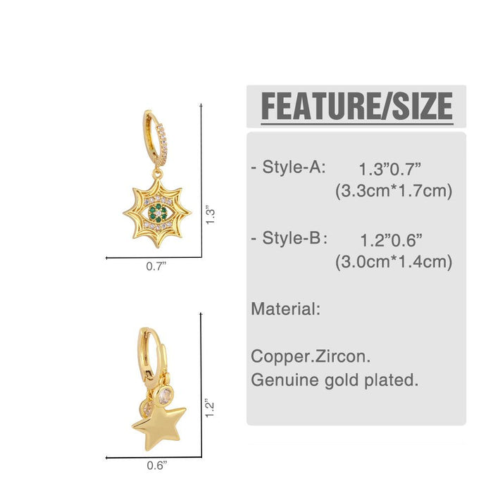 High Sense Personalized Five Pointed Star Retro Earrings