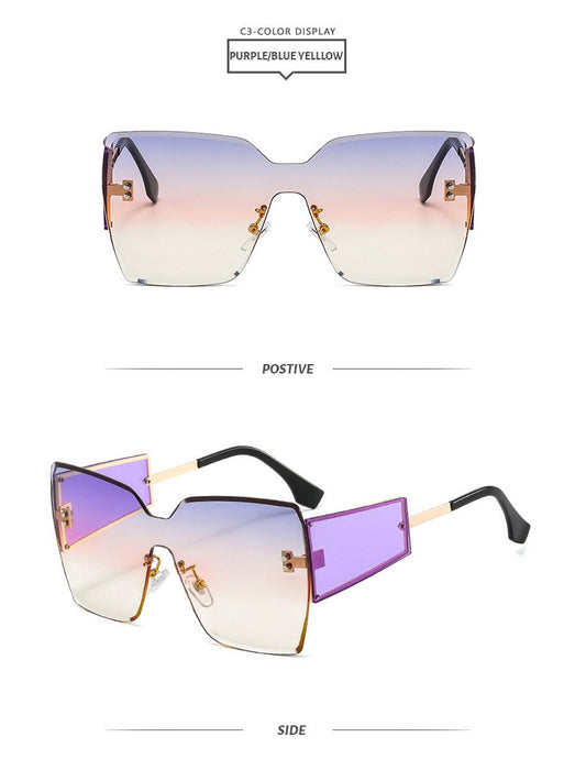 Large frame frameless one-piece men's and women's Sunglasses