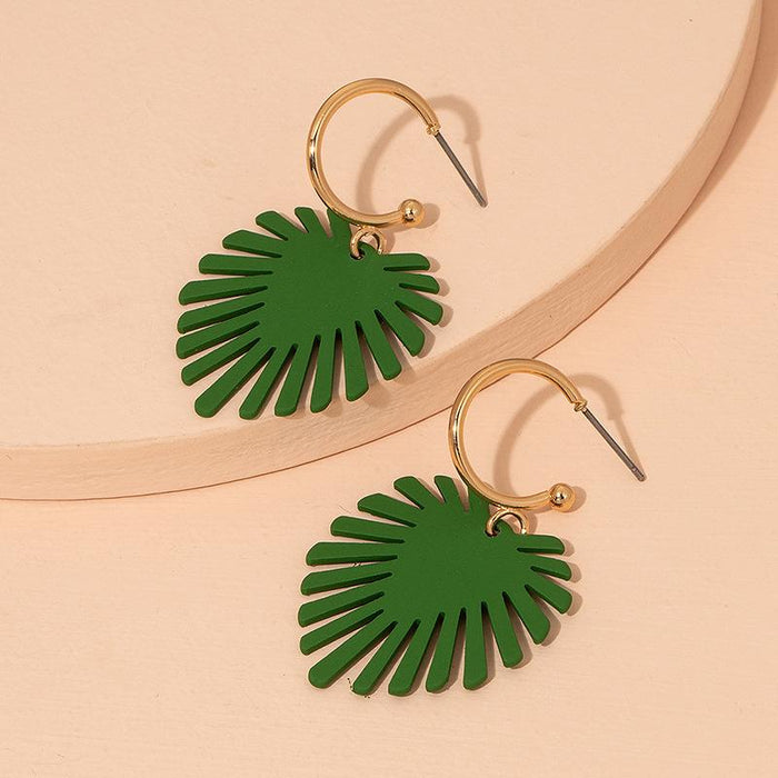 Fashion Simple Fresh Green Leaf Female Earrings