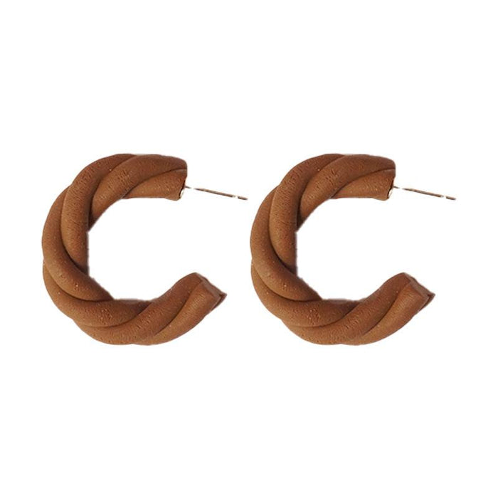 New Soft Pottery Wound Rotating C-shaped Atmospheric Earrings