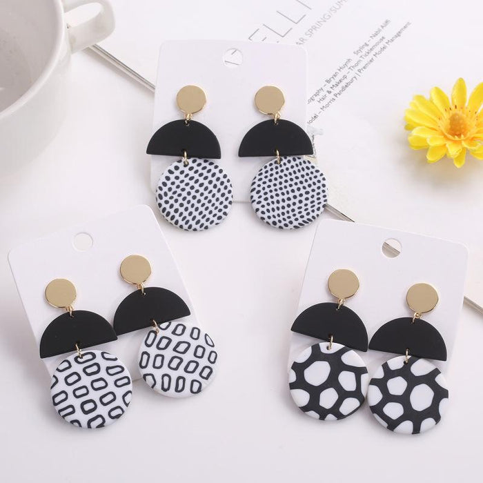 Modern Simple Geometric Spotted Soft Pottery Earrings and Earrings