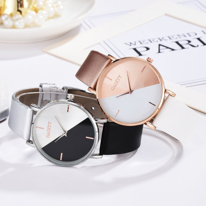 Ladies Two-color Simple Watch Versatile Personality Quartz Watch