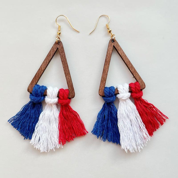 Women's Tricolour Braided Tassel Earrings