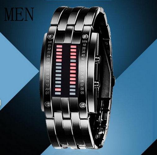 Creative Digital Watch Full Steel Binary Wrist Watch Women LED Electronic Sport Watches