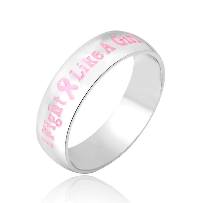 Fashion Creative Pink English Letter Bow Stainless Steel Ring