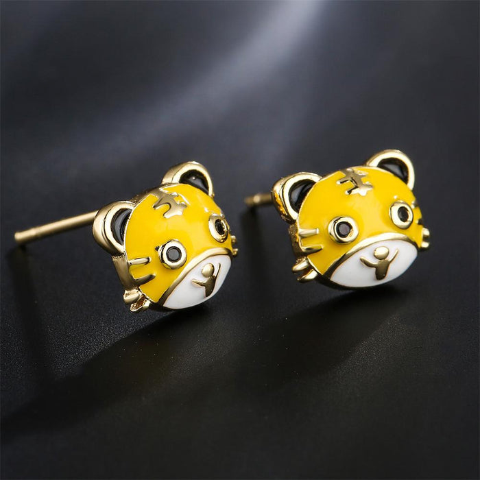 New Oil Dripping Personalized Little Tiger Female Earrings