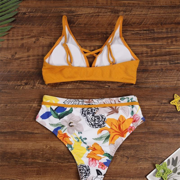 High Waist Bikini Sexy Hollow Gathered Swimsuit