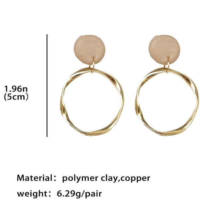 Advanced Morandi Color Irregular Metal Soft Ceramic Earrings Earrings