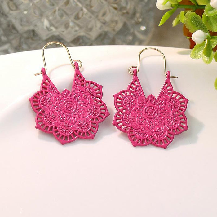 Simple Color Rose Candy Color Geometric U-shaped Earrings Female