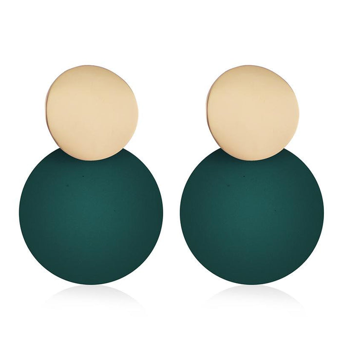 Asymmetric Size Round Metal Earrings