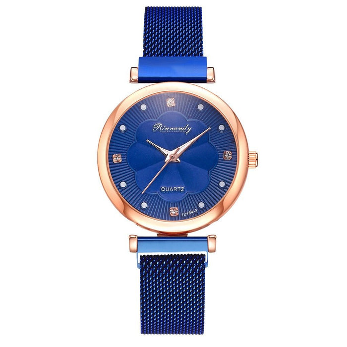 Simple Flower Dial Alloy Mesh Belt Quartz Watch Llz22227