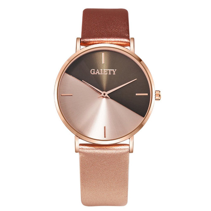 Ladies Two-color Simple Watch Versatile Personality Quartz Watch