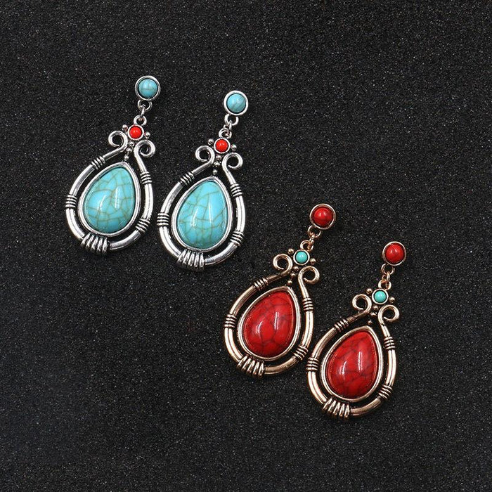 New Fashion Retro Palace Water Drop Alloy Earrings Jewelry