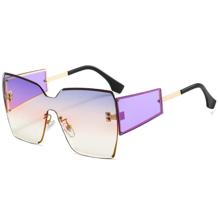 Large frame frameless one-piece men's and women's Sunglasses