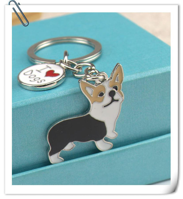 Multicolour Pet Dog Painted Zinc Alloy Keychain