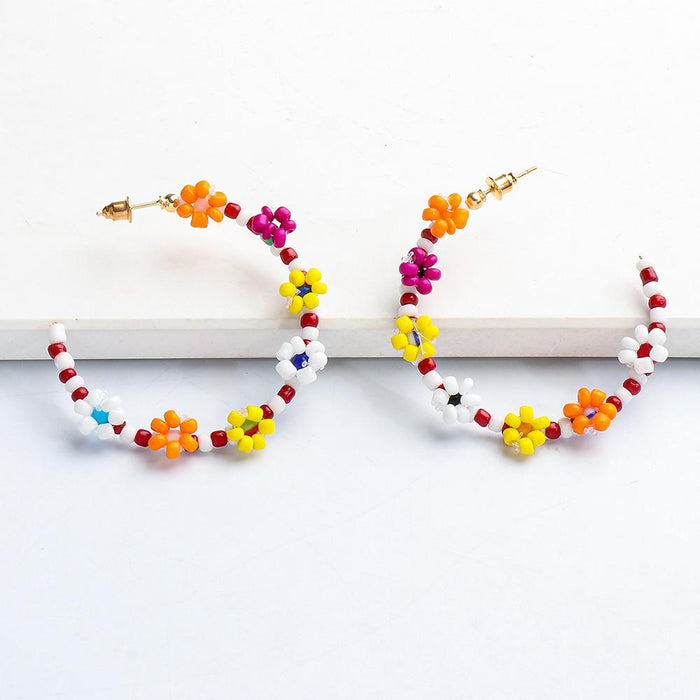 New Female Jewelry Flower Beaded Earrings Accessories