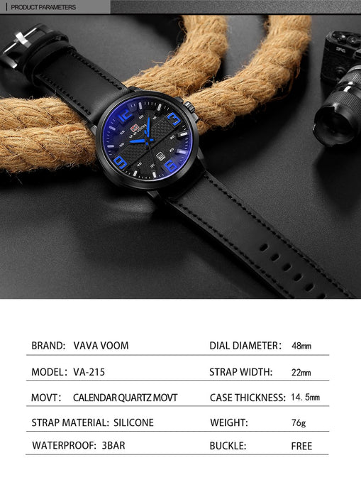 Calendar Wristwatch Fashion Mens Top Brand Luxury Sports Leather Watches