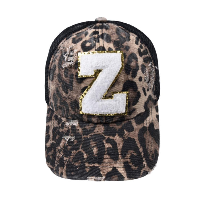 26 Letters Leopard Print Baseball Cap