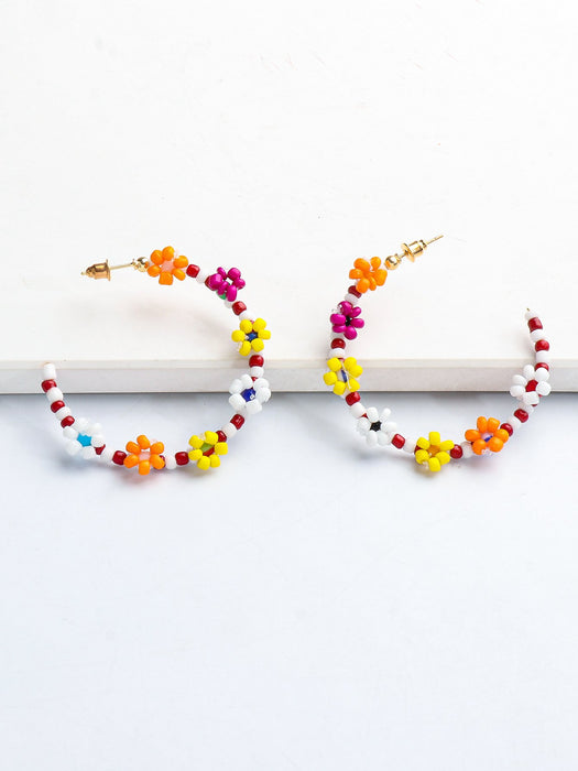 New Female Jewelry Flower Beaded Earrings Accessories