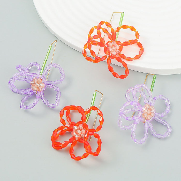 Fashion Multicolour Acrylic Floral Earrings