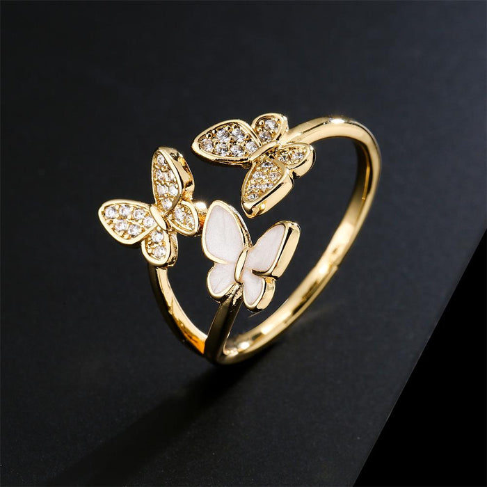 Hot Selling New Zircon Butterfly Opening Ring