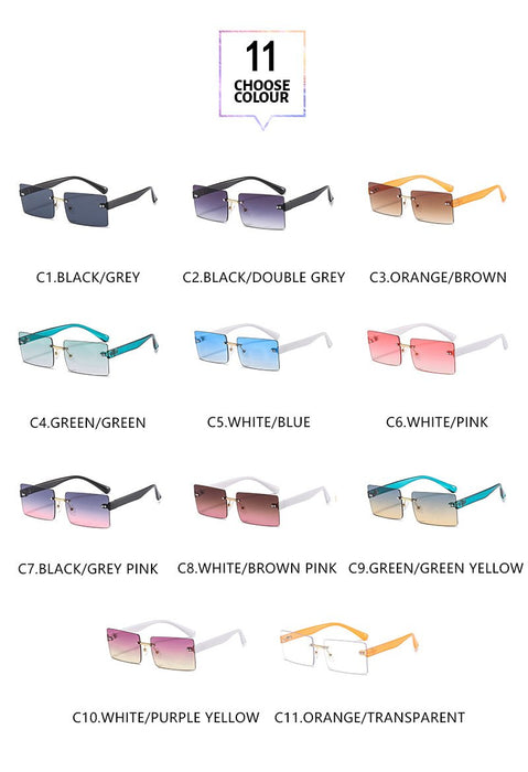 Square frameless color candy Sunglasses