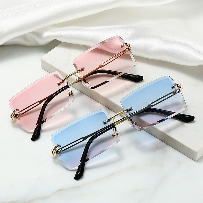 Frameless trimming Sunglasses square Sunglasses