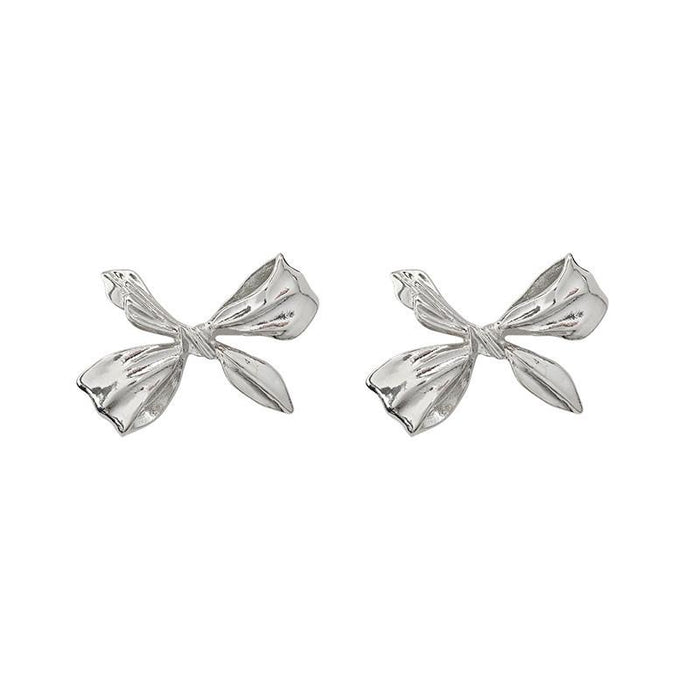 Metal Bow Stud Earrings