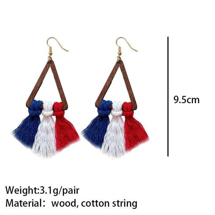 Women's Tricolor Braided Tassel Earrings