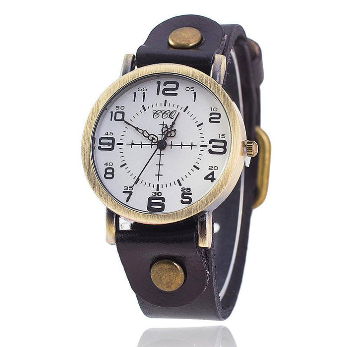 Leather Belt Vintage Neutral Watch Leisure Quartz Women's Wristwatch