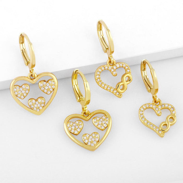 Personality Temperament Love Zircon Earrings