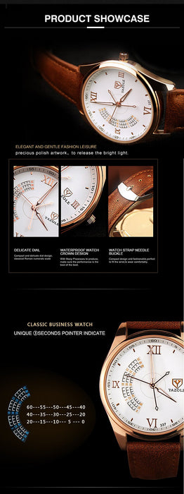 Yazole Watch Three Second Hands Version of High-end Business Designer Quartz Watches