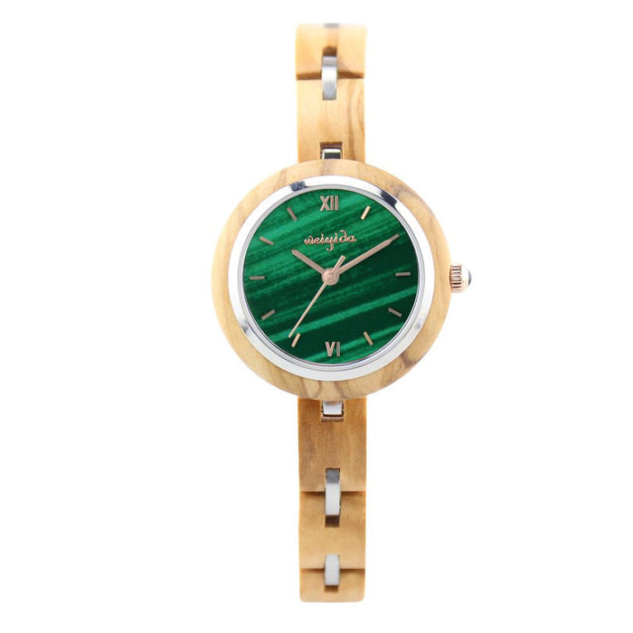 2022 New Classic Noble Green Quartz Wooden Watch