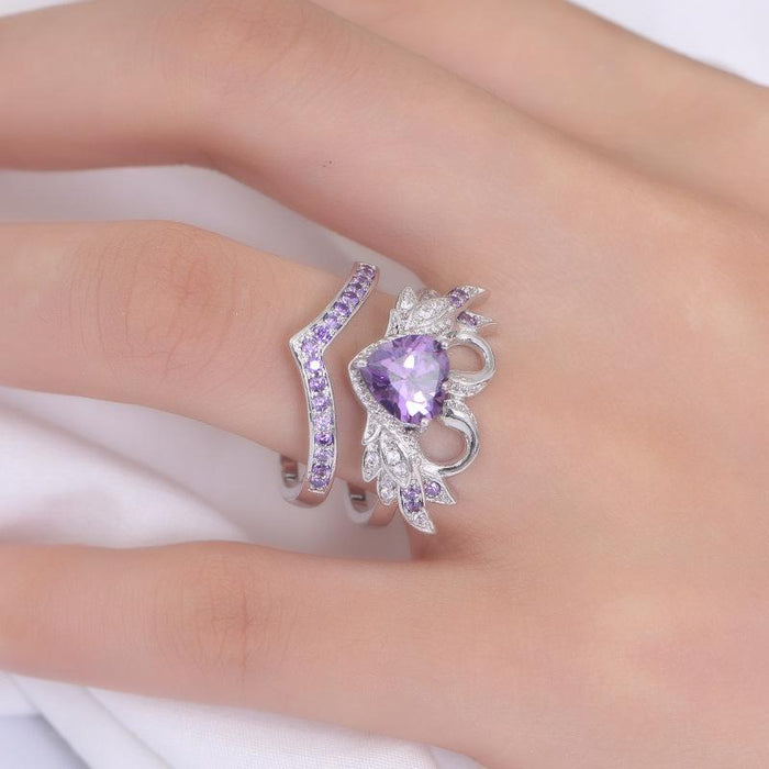 Fashion Women Heart  Zircon Couple Rings