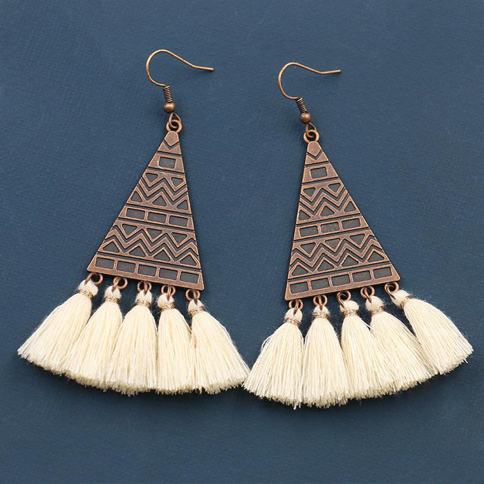 Vintage Tassel Earrings Women's Bohemian Long Pendant Earrings