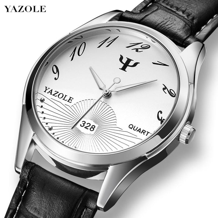 Yazole Watch Business Belt Men's Watch Unique Leisure Leather Watches Fashion Luminous Quartz Watch