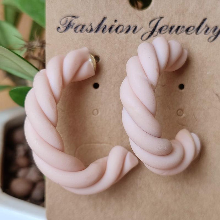 New Soft Pottery Wound Rotating C-shaped Atmospheric Earrings