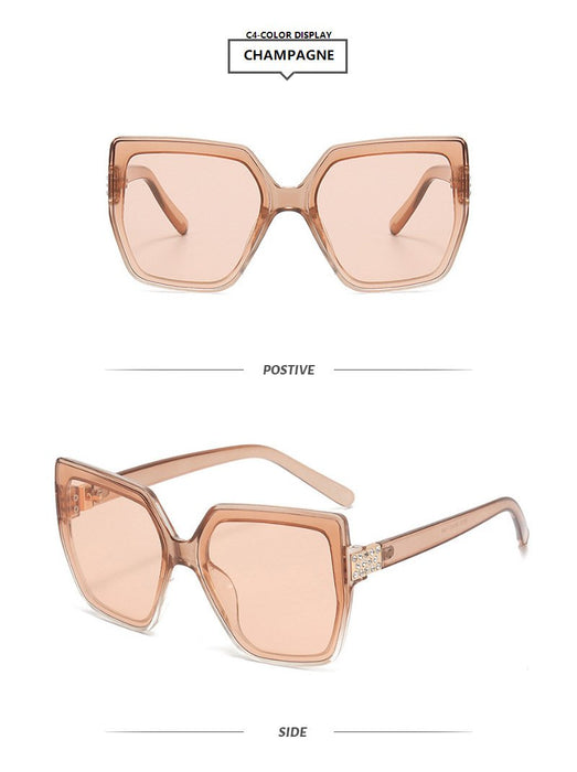 Retro large frame cat's eye square Sunglasses