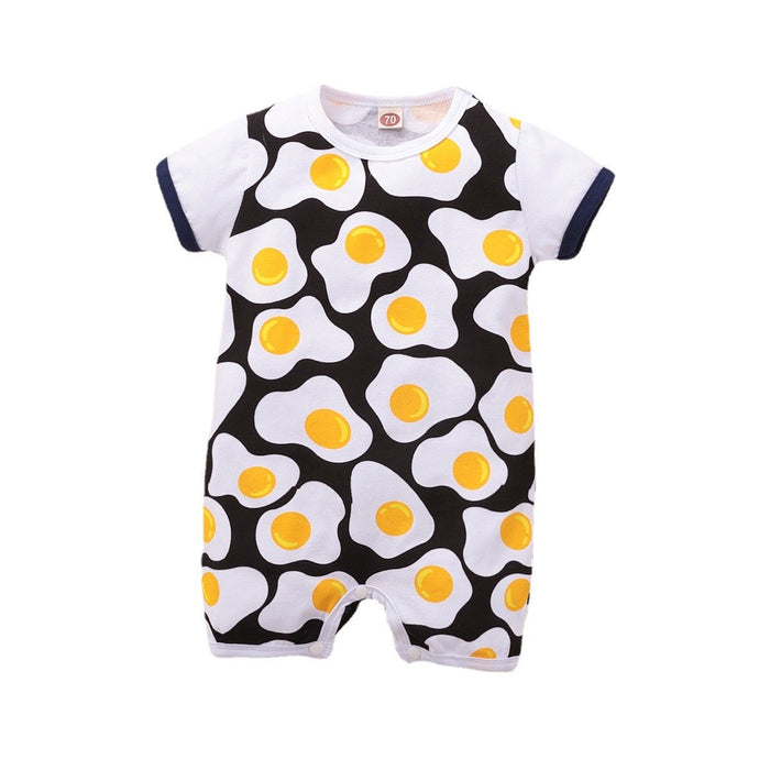 Cute over printed poached egg short sleeve outfit