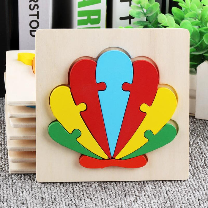 Children's Wooden Cartoon Animal Stereo Puzzle Toy