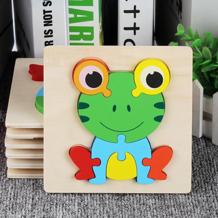 Children's Wooden Cartoon Animal Stereo Puzzle Toy