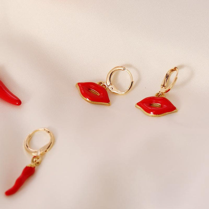 Red pepper lip stud earrings