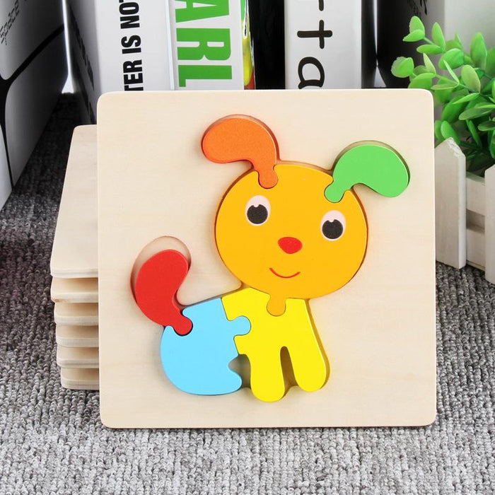 Children's Wooden Cartoon Animal Stereo Puzzle Toy