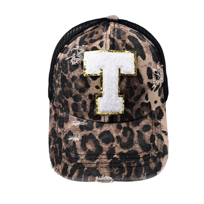 26 Letters Leopard Print Baseball Cap