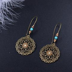 Women's Retro Round Creative Flower Alloy Earrings