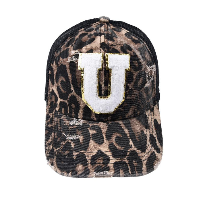 26 Letters Leopard Print Baseball Cap