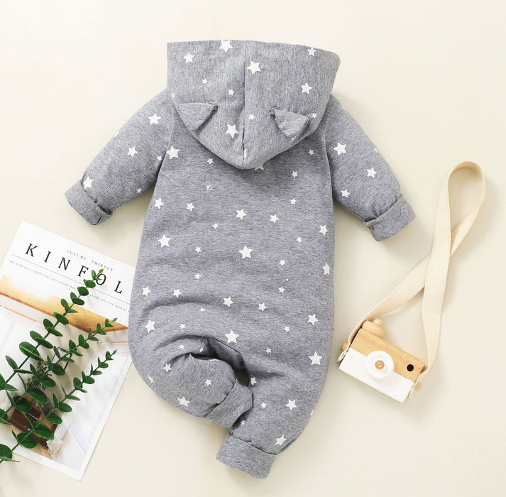 Hooded Zipper Romper Baby Cute Long Sleeved Bodysuit