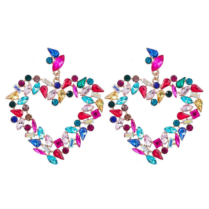 Flower Alloy Love colourful Rhinestone Earrings Female