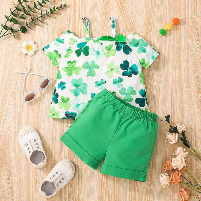 Summer Girls Clover Top & Shorts Suit